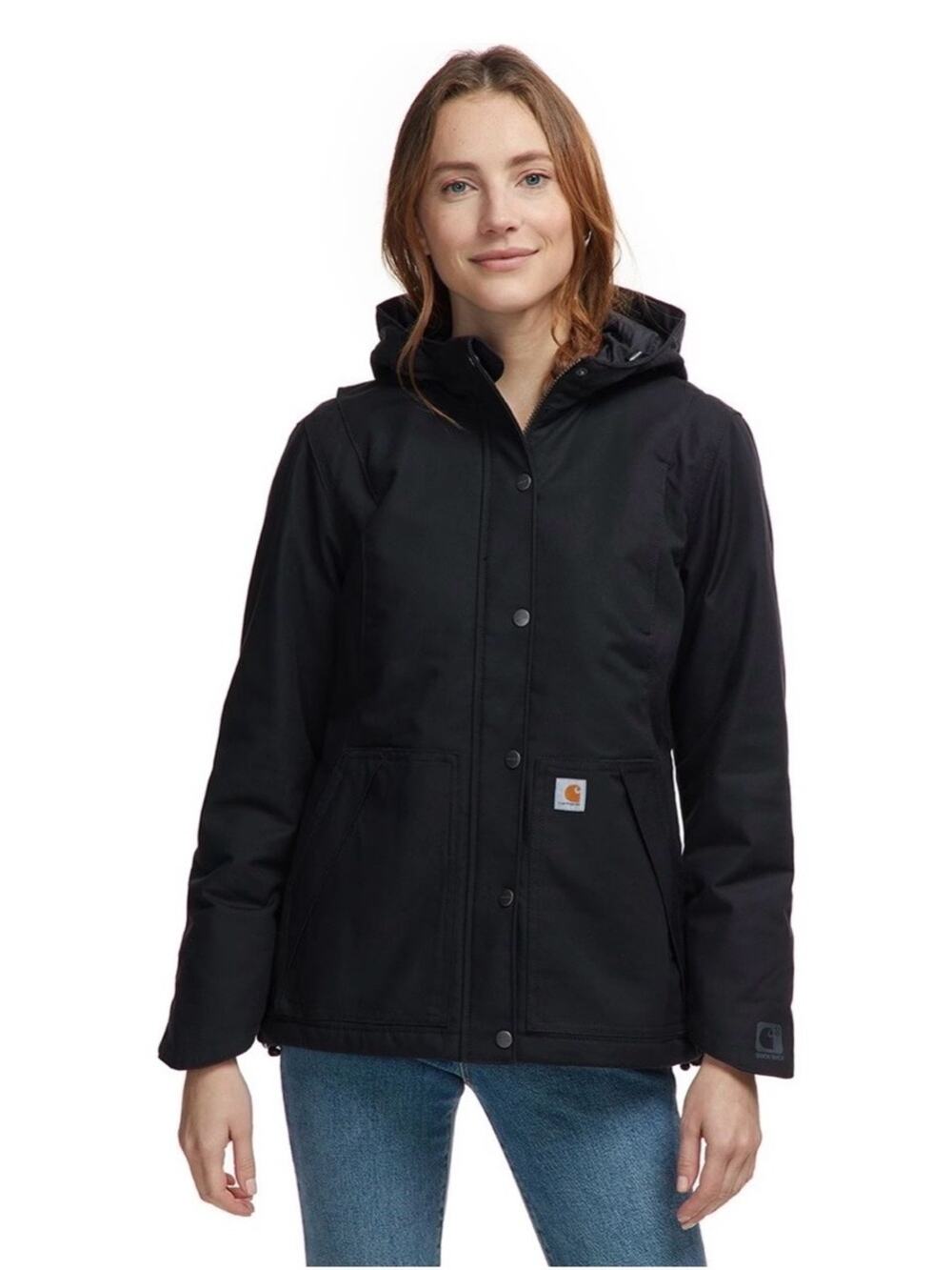 Carhartt Women’s Black Full Swing Cryder Hooded Work Jacket Size XL